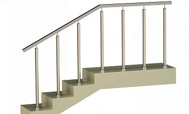 Ограждения с квадратным поручнем со стойками в каждую ступень без ригелей купить в Омске