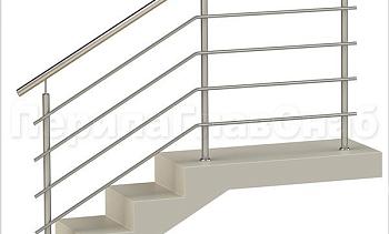 Четыре ригеля на сварке, круглый поручень и круглые стойки для крыльца в Омске. Готовые проекты ПерилаГлавСнаб