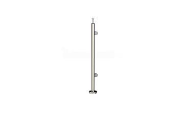 Стойка круглая Ø38.1: 2 штамп. зажимных стеклодержателя, полированная, высота 950 мм (AISI 201) k726-R купить в Омске