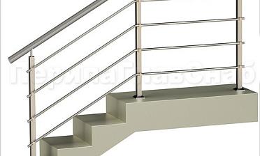 Четыре ригеля на держателях, круглый поручень и квадратные стойки купить в Омске