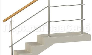 Два ригеля на сварке, круглый пластиковый поручень и круглые стойки купить в Омске