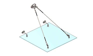 Комплект фурнитуры для козырька с двойным кронштейном стена-тяга 1200х1200 (на вантах/тягах) k671-12-12-2 купить в Омске