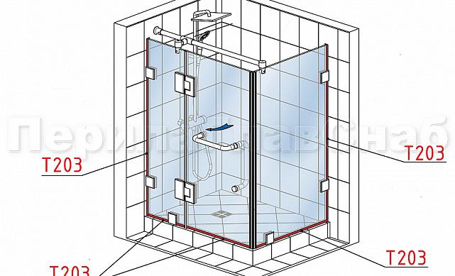 Уплотнитель для стекла в душевую кабину 8 мм, стекло-стекло 2200 мм t203 2