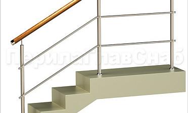 Два ригеля на держателях, круглый деревянный поручень и круглые стойки купить в Омске