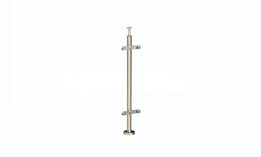 Стойка круглая  Ø38.1: 2 пластинчатых стеклодержателя, полированная, высота 950 мм (AISI 304) k729 купить в Омске