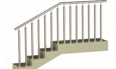 Ограждения с двумя стойками в каждую ступень без ригелей купить в Омске