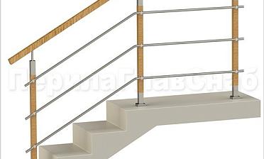 Три ригеля на держателях, квадратные деревянные поручень и стойки купить в Омске