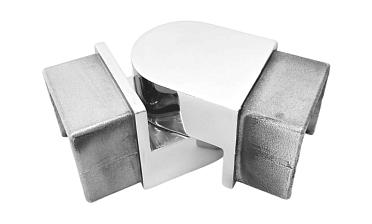 Отвод для поручня с пазом 40х40 мм, шарнирный, полир., (AISI 304) k546-2 купить в Омске