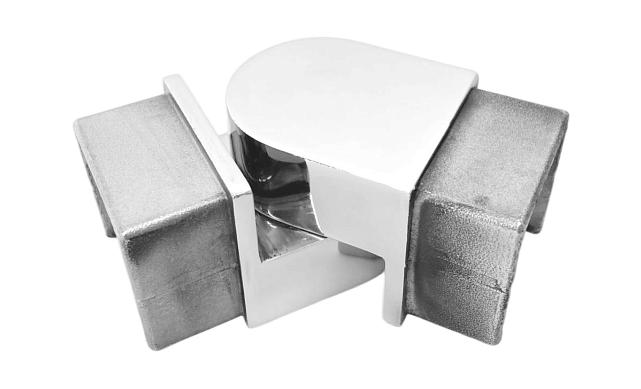 Отвод для поручня с пазом 40х40 мм, шарнирный, полир., (AISI 304) k546-2