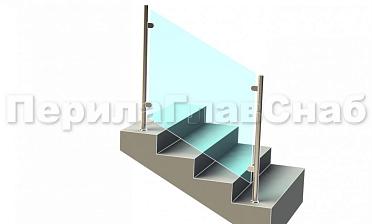 Ограждения лестницы без поручня с зажимными стеклодержателями и стойками купить в Омске