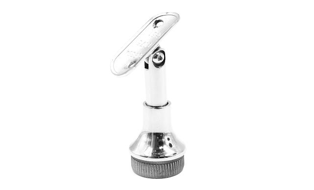 Наконечник регулируемый по высоте на стойку Ø38.1х1.5 мм, с регулируемым ложементом под поручень Ø50.8 мм, литой, полированный, нержавеющий (AISI 304) k317-3