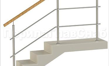 Два ригеля на держателях, квадратный деревянный поручень и круглые стойки купить в Омске