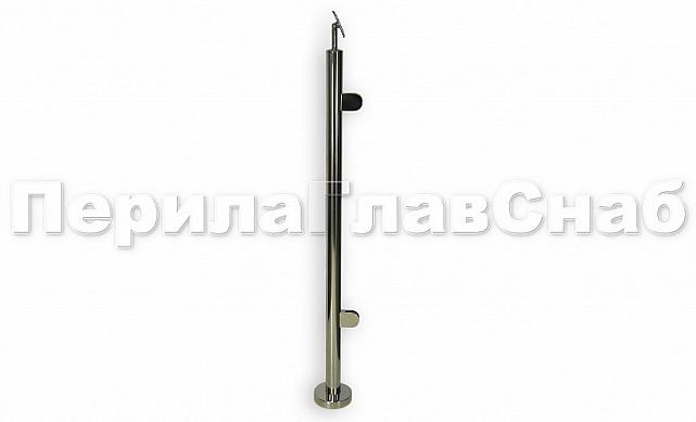 Стойка круглая Ø38.1: 2 литых зажимных стеклодержателя, полированная, высота 950 мм (AISI 304) k722-R 2