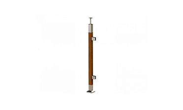 Готовая стойка 40х40х950 мм, деревянная, со вставками из нержавеющей стали 2х100 мм с 2 зажимными стеклодержателями k740-4-R купить в Омске