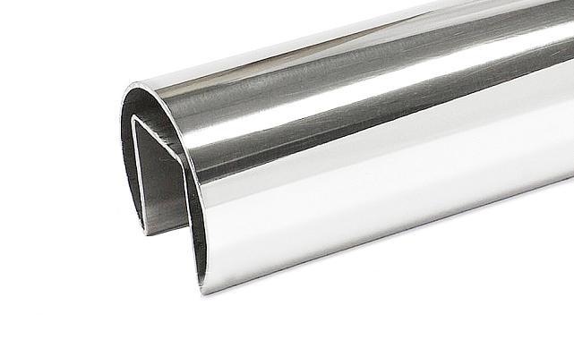 Труба Ø42.4 мм, с пазом 24х24, тройная полировка 800GRIT, (AISI 201) k820