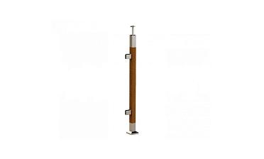 Готовая стойка 40х40х950 мм, деревянная, со вставками из нержавеющей стали 2х100 мм с 2 зажимными стеклодержателями k740-4-L купить в Омске