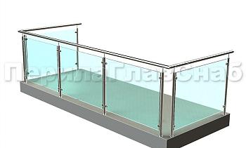 Ограждение из нержавеющей стали со стеклами для балкона в Омске. Готовые проекты ПерилаГлавСнаб