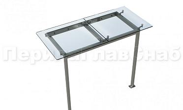 Стеклянный козырек на прямом каркасе со стойками купить в Омске