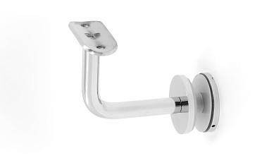 Держатель поручня Ø50.8 мм, на стекло 10-17 мм, Ø43х5 мм, вынос 60х70, нержавеющая сталь, полированная (AISI 304) k008-3 купить в Омске