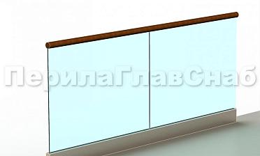 Ограждение с деревянным поручнем на профиле купить в Омске