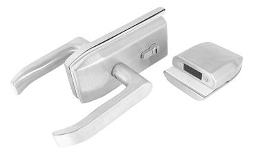 Замок с нажимной ручкой и притвором, евроцилиндр односторонний ключ/защелка, с ответной частью на стекло, шлифованный t155-3 SSS  купить в Омске