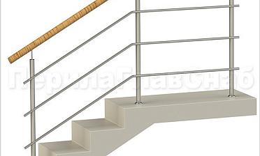 Три ригеля на сварке, круглый пластиковый поручень и круглые стойки купить в Омске