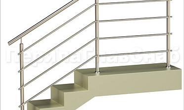 Четыре ригеля на держателях, круглый поручень и круглые стойки купить в Омске