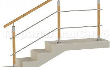 Два ригеля на держателях, квадратный деревянный поручень и квадратные деревянные стойки купить в Омске