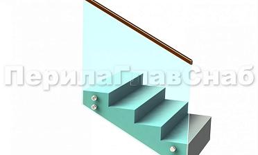 Ограждение с квадратным деревянным поручнем на точечном креплении на лестнице купить в Омске