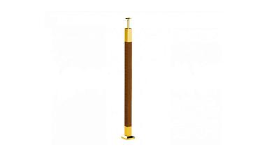 Готовая стойка 40х40х950 мм, деревянная нелакированная, со вставками из нержавеющей стали под золото 2х100 мм k740-G купить в Омске