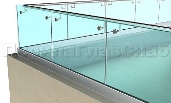 Ограждение кровли на несущем стекле и алюминиевом профиле в Омске. Готовые проекты ПерилаГлавСнаб