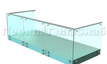 Ограждения на несущем стекле с торцевым креплением для балкона в Омске. Готовые проекты ПерилаГлавСнаб