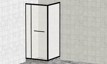 Комплект душевой с внутренней подвижной дверью,толщина стекла 8мм, 900х900х2000, AUSI 304, черная t470 Bl купить в Омске