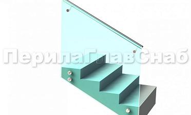 Ограждение с поручнем на выносе на точечном креплении на лестнице купить в Омске