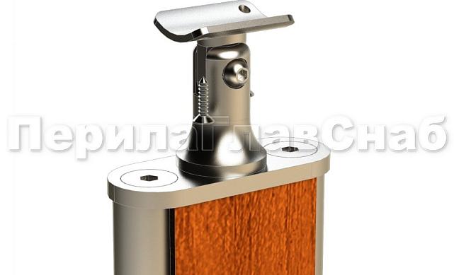 Дизайнерская плоская комбинированная стойка в сборе из шлифованной нержавеющей стали и древесины дуба с двумя пластинчатыми стеклодержателями k742-3 2