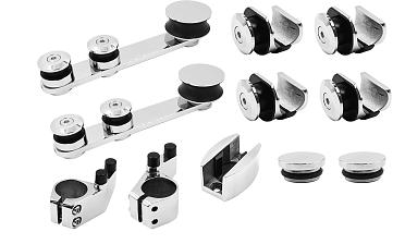 Комплект раздвижной системы для стеклянных дверей, AISI 304, полированный t405 купить в Омске