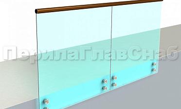 Ограждение с деревянным поручнем на точечном креплении купить в Омске