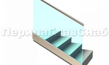 Ограждение с профильным поручнем с пазом в зажимном профиле на лестнице купить в Омске