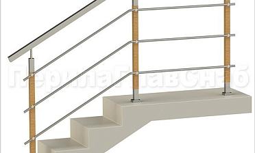 Три ригеля на держателях, квадратные поручень и деревянные стойки купить в Омске