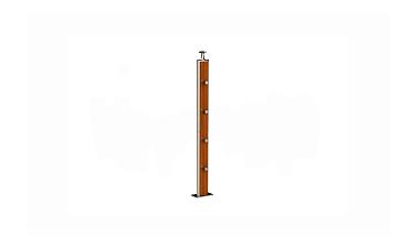 Дизайнерская плоская комбинированная стойка в сборе из шлифованной нержавеющей стали и древесины дуба с четырьмя ригеледержателями k742-2 купить в Омске