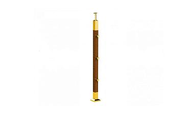 Готовая стойка 40х40х950 мм, деревянная, со вставками из нержавеющей стали 2х100 мм с 3 ригеледержателями k740-1-G купить в Омске