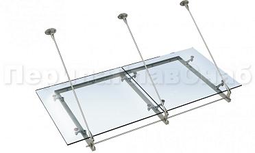Стеклянный козырек на вантах и профильном каркасе купить в Омске