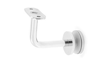 Держатель поручня на стекло 10-17 мм, с ложементом на плоскость, вынос 60х70 мм, Ø43х5 мм, нержавеющая сталь AISI 304, полированная k008-4 купить в Омске