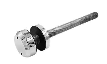 Стеклодержатель Ø50х10х18, шпилька М16х205 мм, для стекла 8-40 мм, AISI (201), с возможностью регулировки выноса до 65 мм, для торцевого крепления стекла, полированный, литой k277-3 купить в Омске