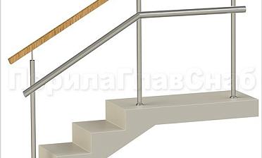 Ограждения с квадратным деревянным поручнем и дополнительным поручнем без ригелей купить в Омске