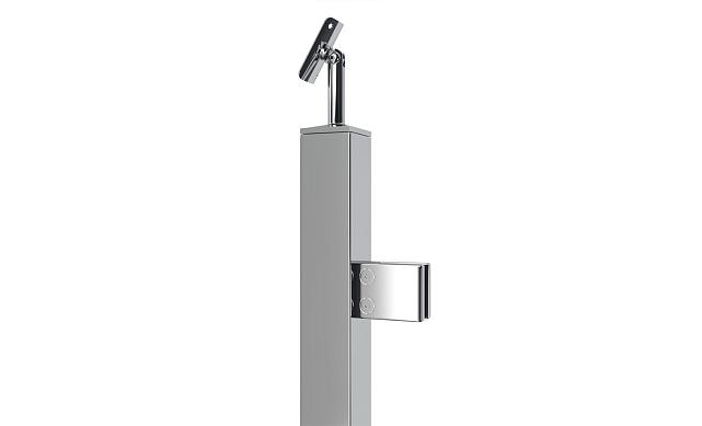 Стойка квадратная 40х40: 2 литых квадратных стеклодержателя, шлифованная, высота 950 мм (AISI 304) k747-2-L/R 3