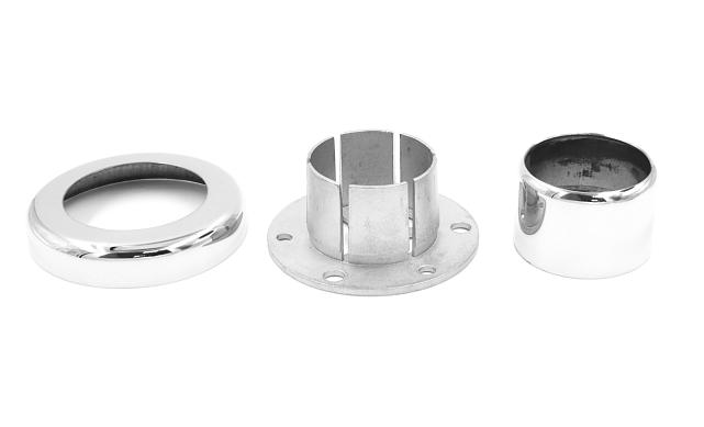Цанга под трубу Ø50.8 мм, полированная, низ 10х90 под анкер 10 мм, 3 анкера М8, (AISI 304) k220 4