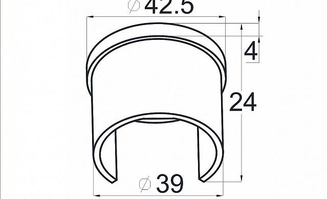 Заглушка для поручня с пазом Ø42.4 мм, 5х34 мм полированная (AISI 304) k099-3  2