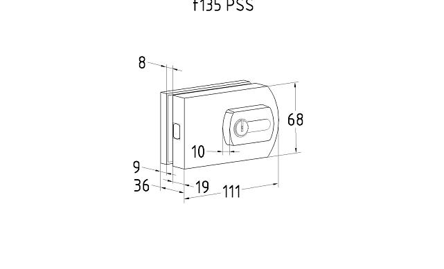 Замок для стеклянной двери вертикальный с ответной частью на стену и пол, полированный, вырез 15 t135 PSS 4