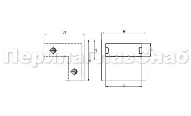 Соединитель труба-труба 90°, для трека 30х10 мм, 90°, AISI 304, шлифованный t460 SSS 2